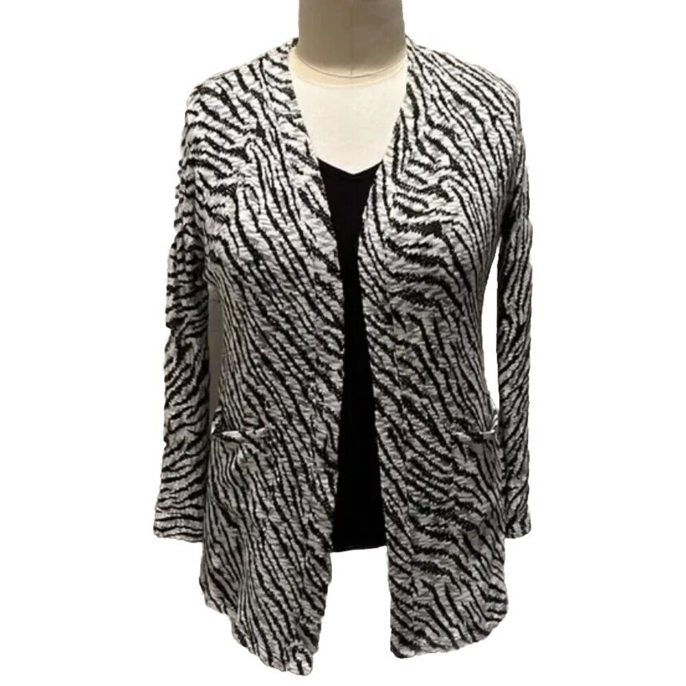 By Design | Black and White Tiger Stripe Open Front‎ Cardigan XL